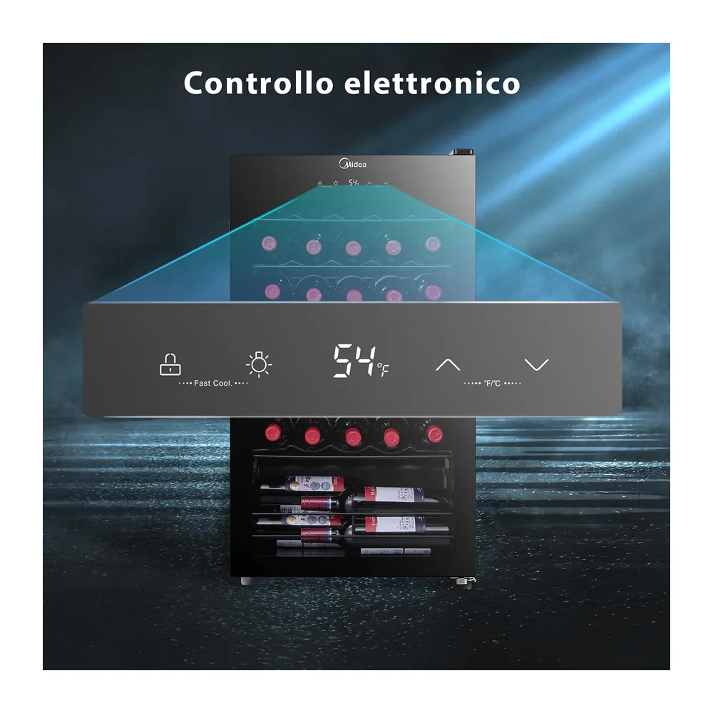 Midea Cantinetta Vino 34 Bottiglie, 5-18℃, Nero [Classe di efficienza energetica G] — 5
