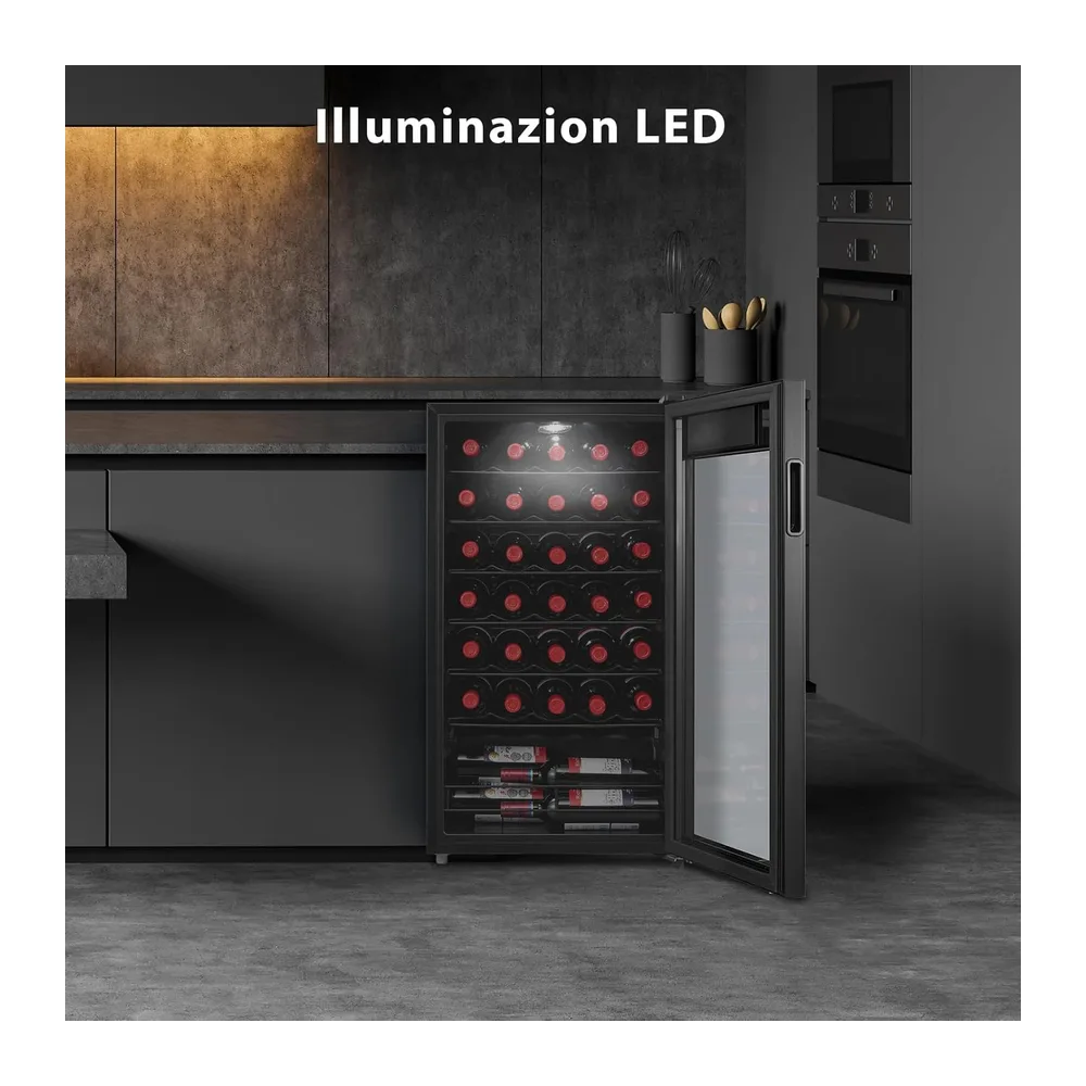 Midea Cantinetta Vino 34 Bottiglie, 5-18℃, Nero [Classe di efficienza energetica G] — 6