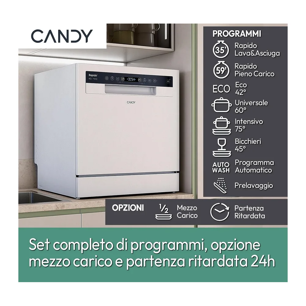 Candy Rapidò Lavastoviglie Compatta 8 Coperti — 6