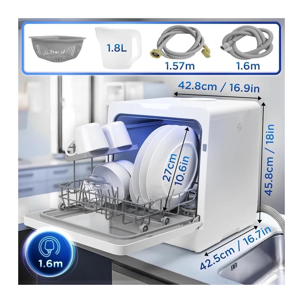Duronic DW5 WE Mini Lavastoviglie da Tavolo 950W — 2