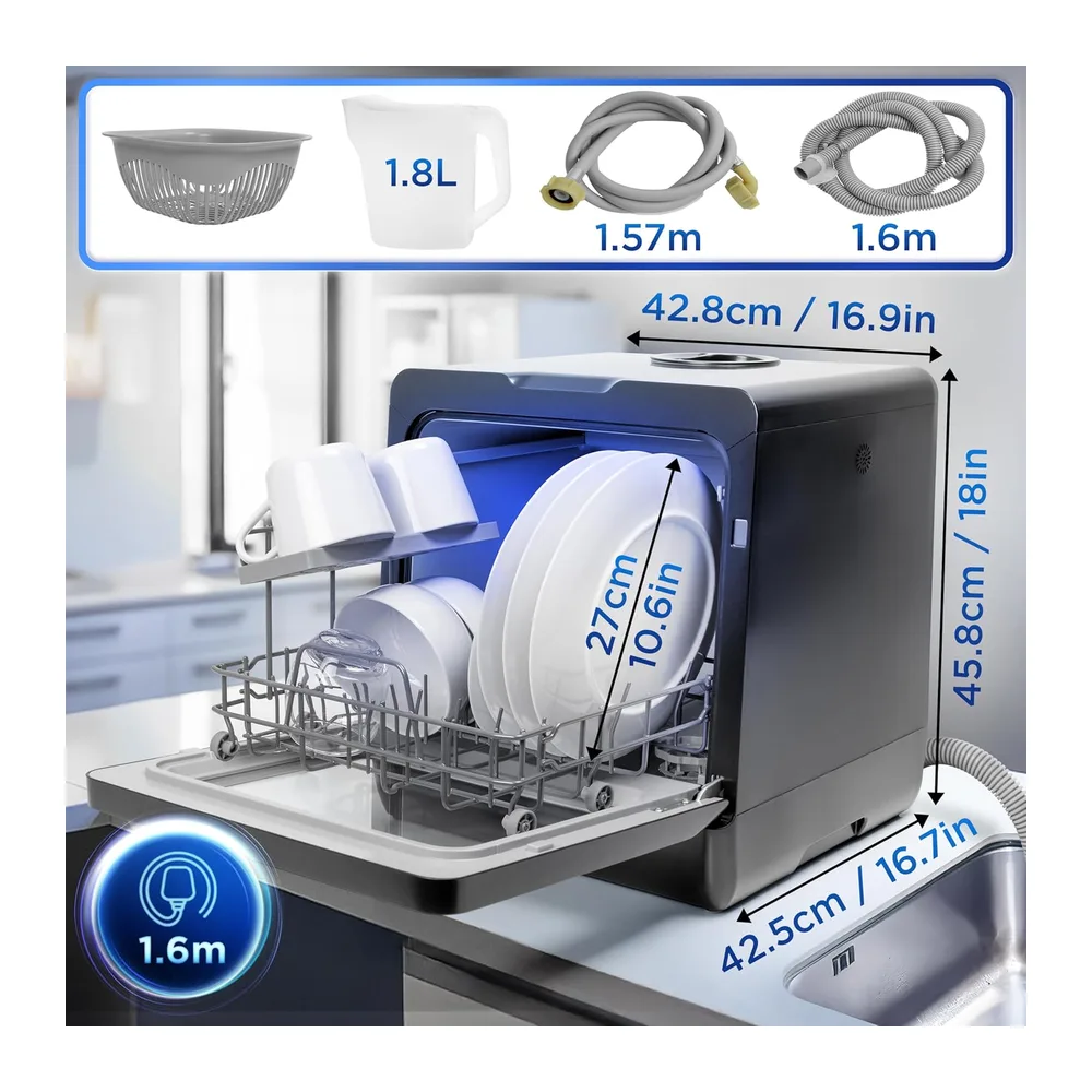 Duronic DW5 BK Mini Lavastoviglie da Tavolo 950W — 2
