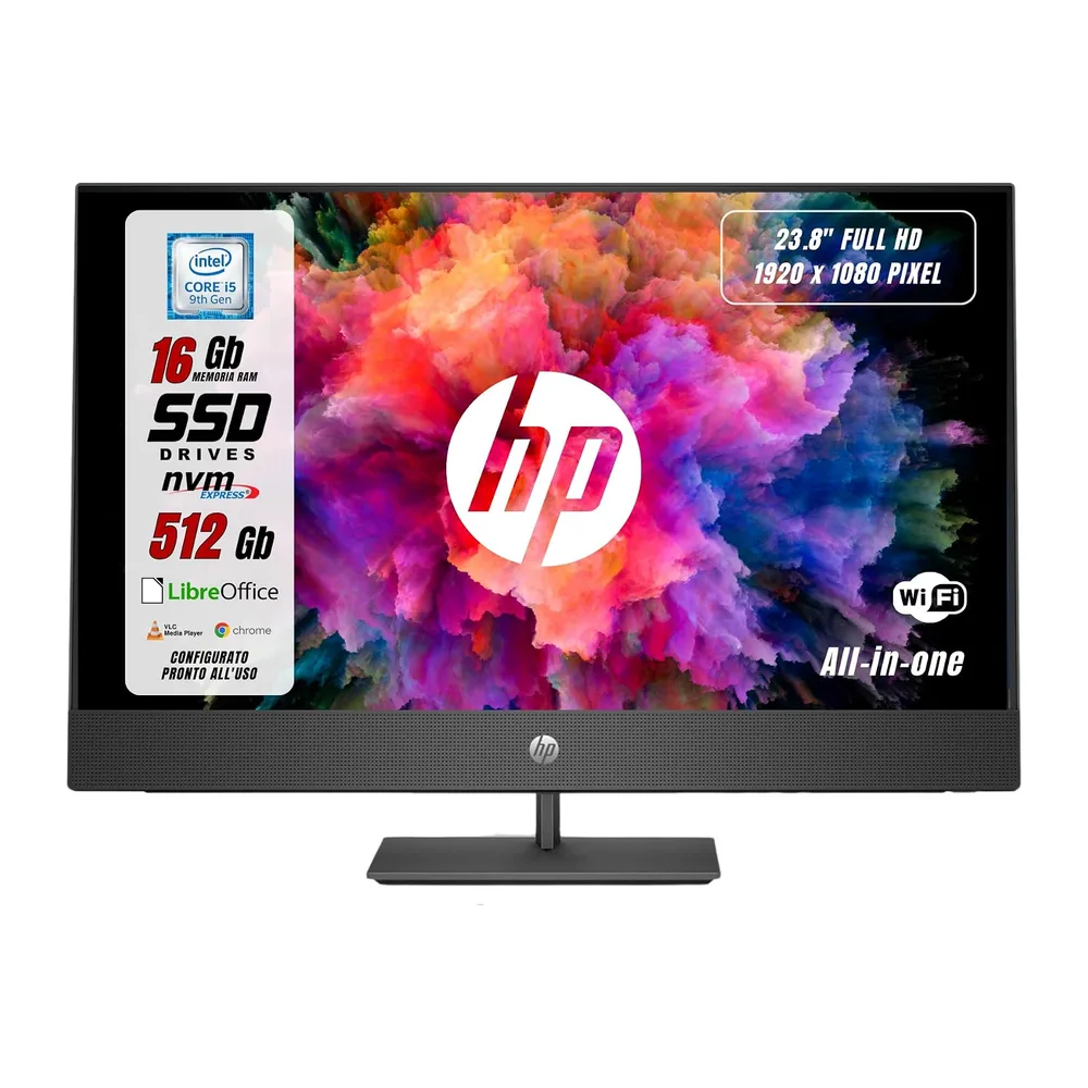HP ProOne, All In One Pronto all'uso, Display 23,8" FHD, Borderless, Intel i5-9500 6 Core 3.0Ghz, Ram 16GB
