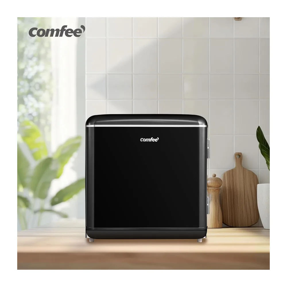 COMFEE' Mini Frigo da Camera 47L, Frigorifero Monoporta Design Retrò, Nero [Classe di efficienza energetica E] — 2