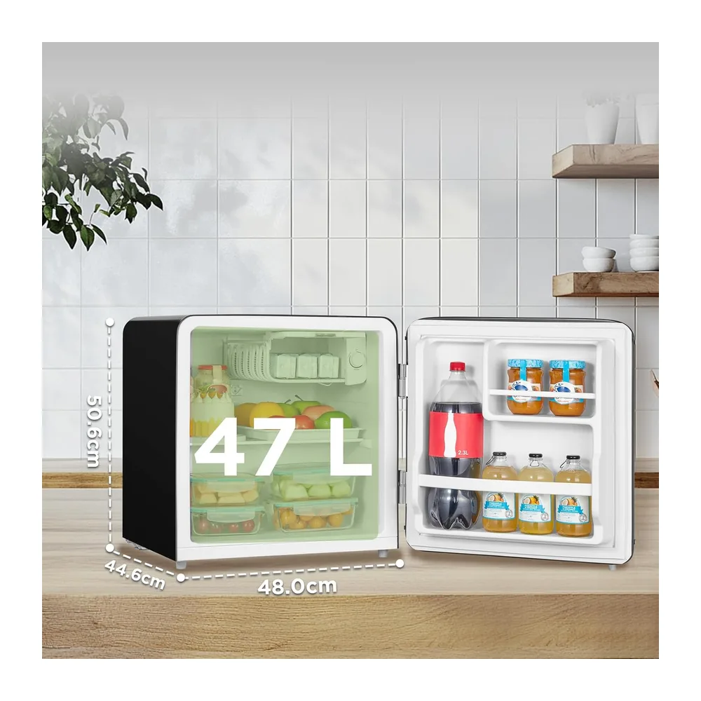COMFEE' Mini Frigo da Camera 47L, Frigorifero Monoporta Design Retrò, Nero [Classe di efficienza energetica E] — 3