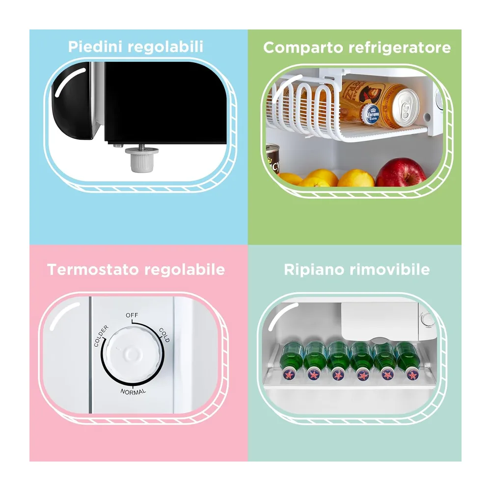 COMFEE' Mini Frigo da Camera 47L, Frigorifero Monoporta Design Retrò, Nero [Classe di efficienza energetica E] — 4
