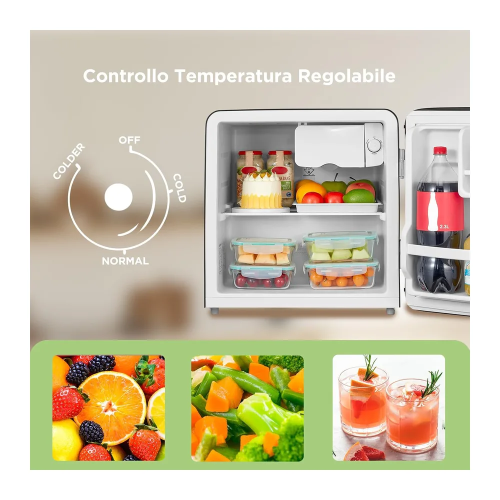 COMFEE' Mini Frigo da Camera 47L, Frigorifero Monoporta Design Retrò, Nero [Classe di efficienza energetica E] — 6