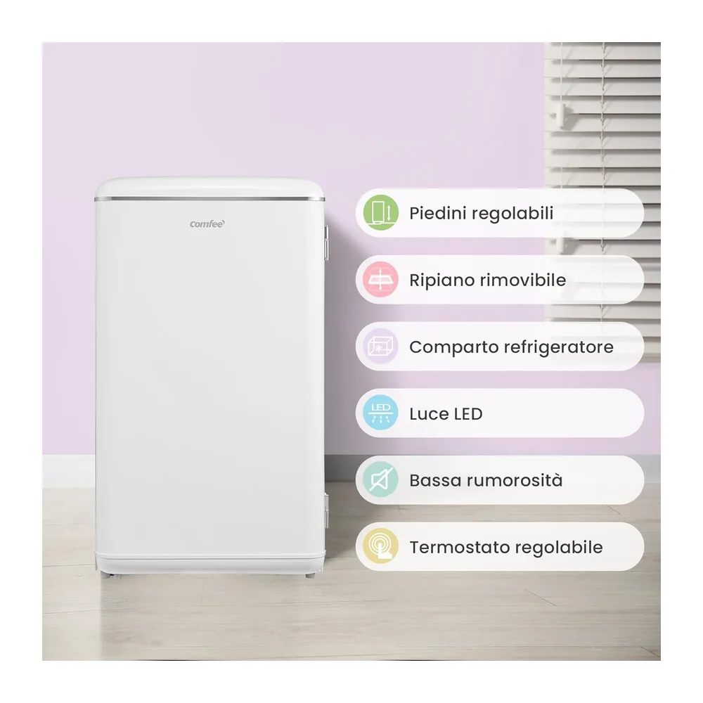 COMFEE' Mini Frigo 93L Frigorifero Monoporta Design Retrò — 3