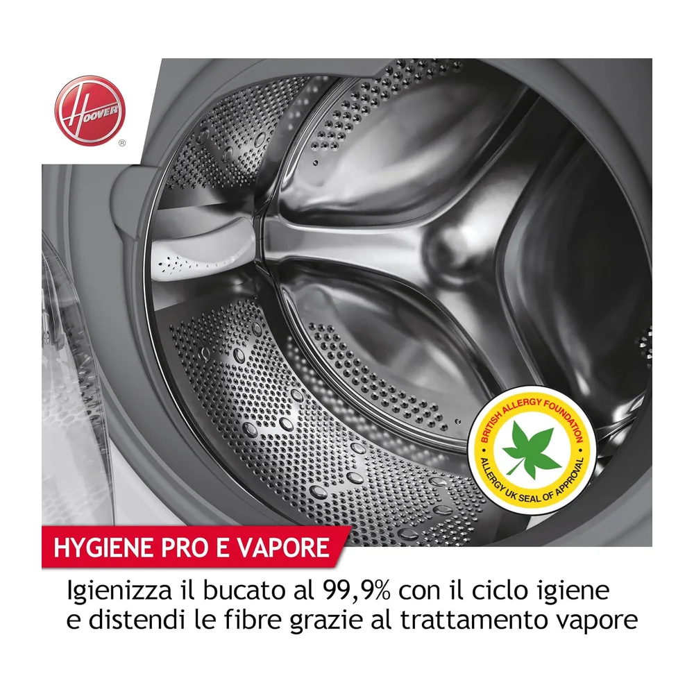 Hoover H-Wash 500 Lavatrice Slim 7 kg, 1200 Giri, Classe A, Motore Inverter Eco-Power, Wi-Fi + Bluetooth, — 3