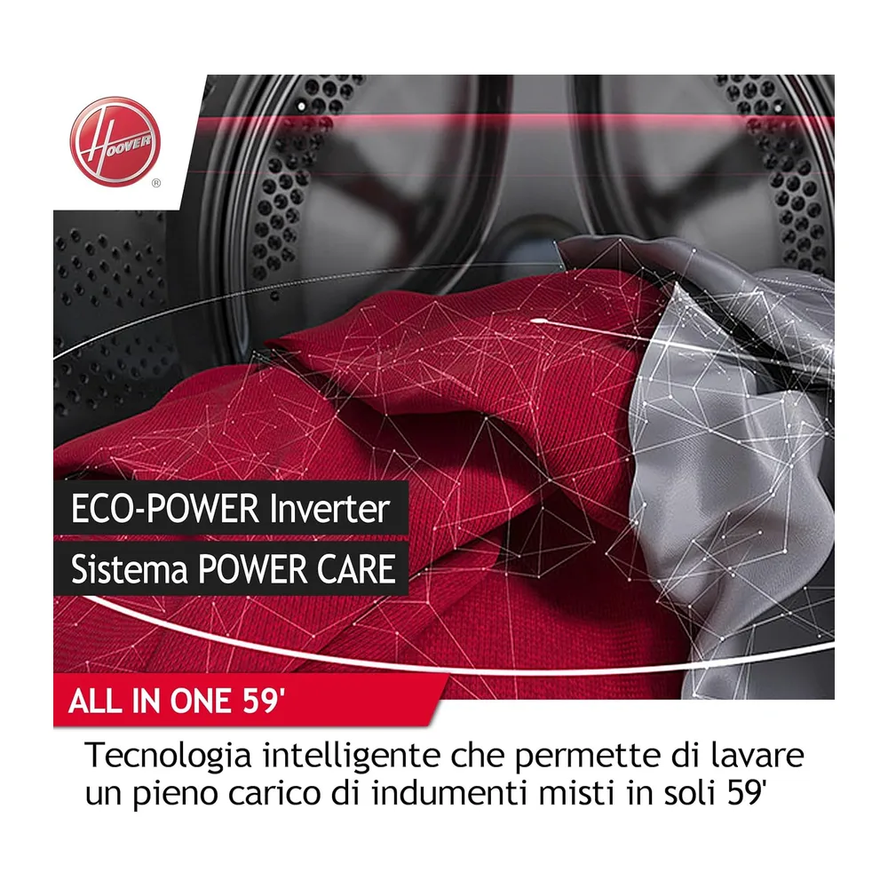 Hoover H-Wash 500 Lavatrice Slim 7 kg, 1200 Giri, Classe A, Motore Inverter Eco-Power, Wi-Fi + Bluetooth, — 5