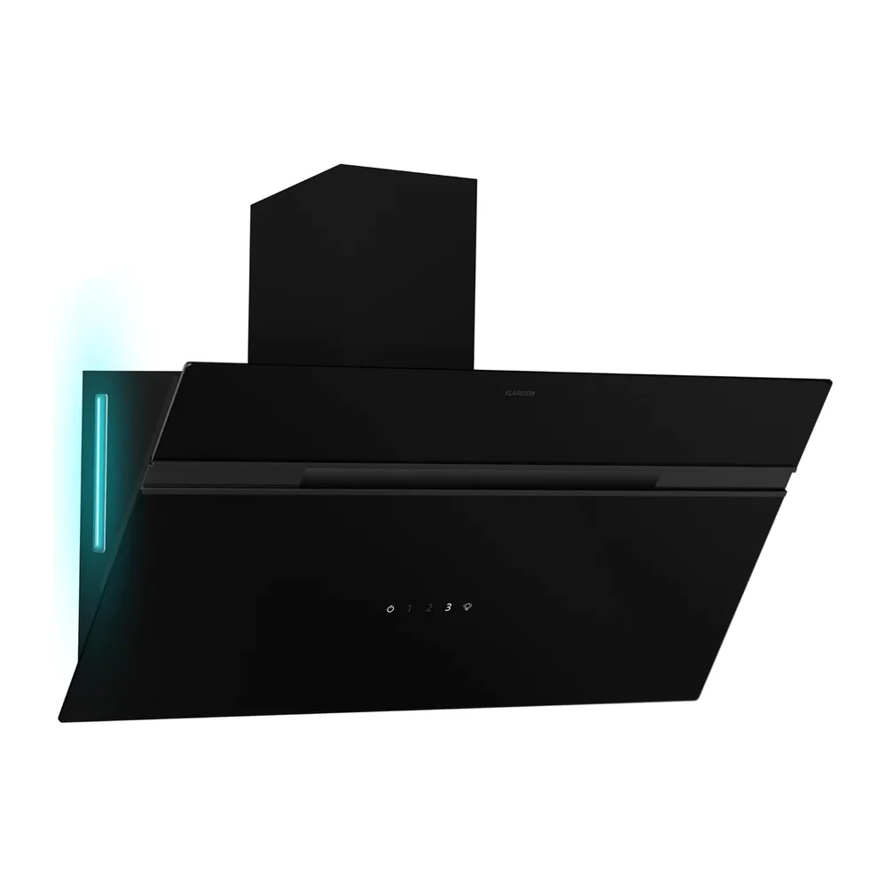 Klarstein Alina - Cappa Aspirante, 90cm, Cappa a Parete, 615 m³/ora, Classe A, LED a 9 Colori, Touch Control,