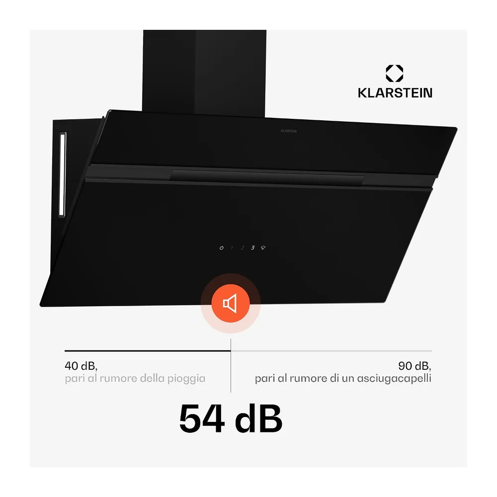 Klarstein Alina - Cappa Aspirante, 90cm, Cappa a Parete, 615 m³/ora, Classe A, LED a 9 Colori, Touch Control, — 4