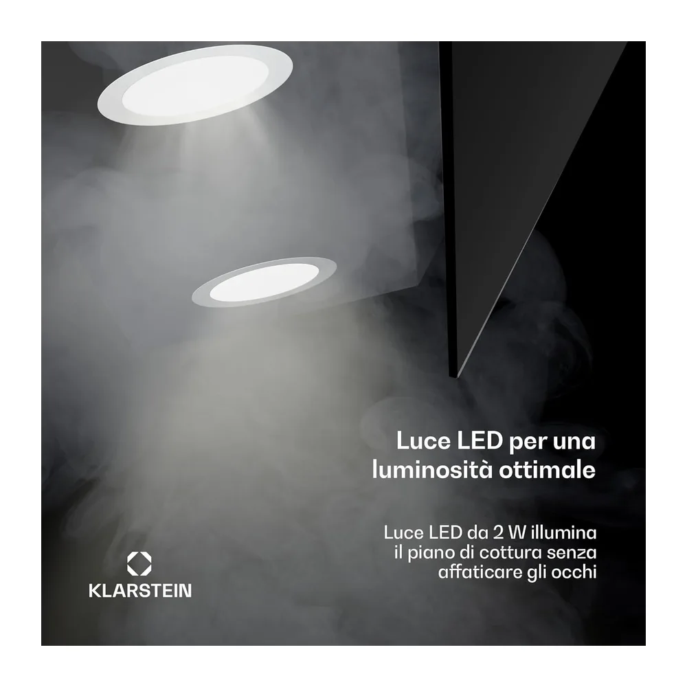 Klarstein Alina - Cappa Aspirante, 90cm, Cappa a Parete, 615 m³/ora, Classe A, LED a 9 Colori, Touch Control, — 5
