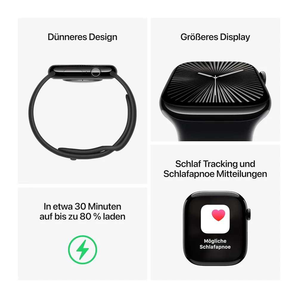 Apple Watch Series 10 [GPS+ Cellular, 46mm] - Cassa in alluminio Nero Black con Banda Sportiva Nera, M/L — 3