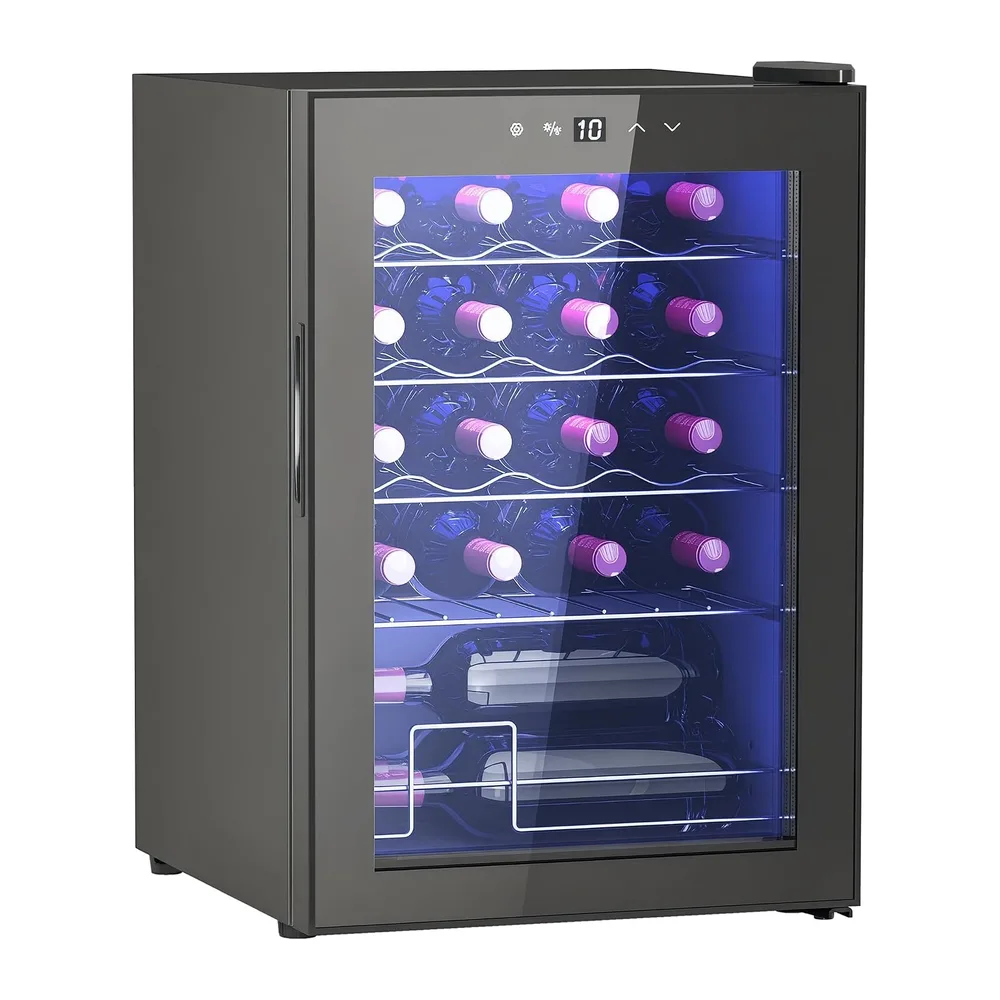 HOMCOM Cantinetta Vino Refrigerata 20 Bottiglie 53L 5-18℃