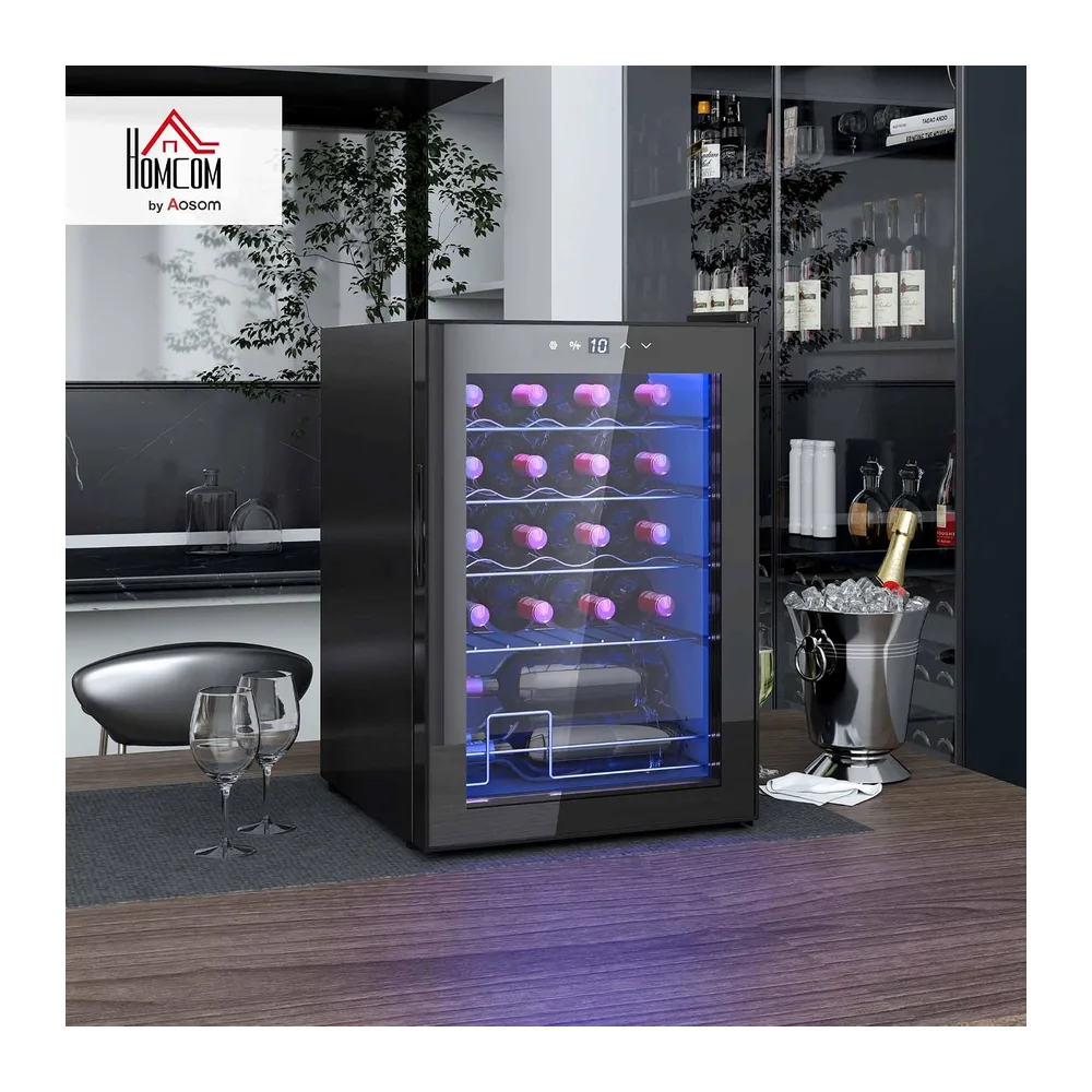 HOMCOM Cantinetta Vino Refrigerata 20 Bottiglie 53L 5-18℃ — 2