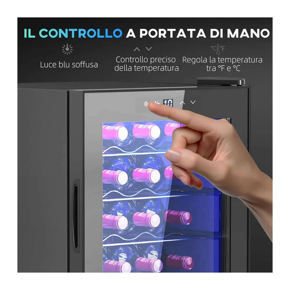 HOMCOM Cantinetta Vino Refrigerata 20 Bottiglie 53L 5-18℃ — 6