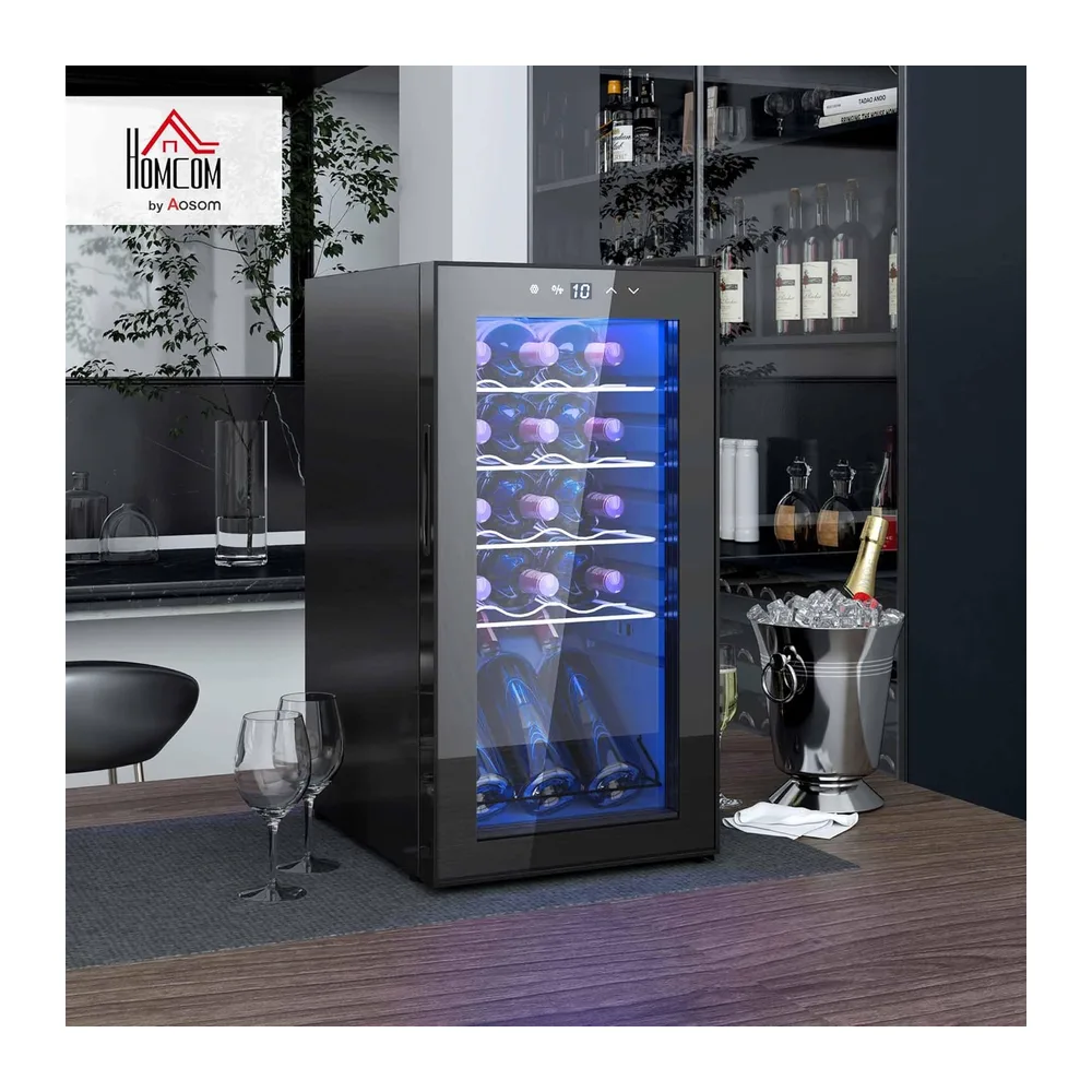 HOMCOM Cantinetta Vino Refrigerata 15 Bottiglie 44L 5-18℃ Nero [Classe di efficienza energetica G] — 2