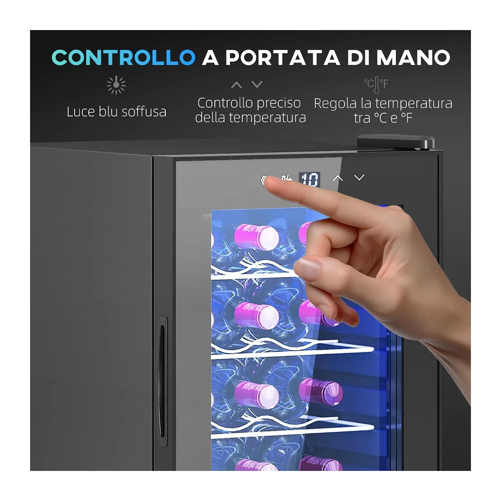 HOMCOM Cantinetta Vino Refrigerata 15 Bottiglie 44L 5-18℃ Nero [Classe di efficienza energetica G] — 6