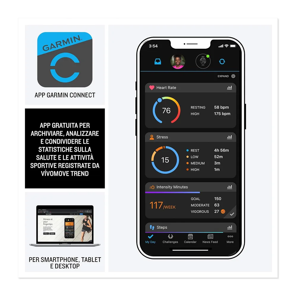 Garmin vívomove Trend, Smartwatch, Cassa 40mm, Touchscreen LCD e Lancette, Notifiche, Cardio, SpO2, GPS, — 5