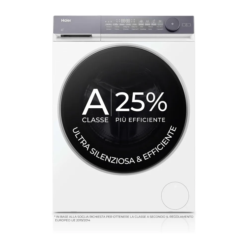 Haier I-Pro Serie 7 Plus, Lavatrice a carica frontale 8 KG, Libera Installazione, Classe A-25%, 1400 giri,