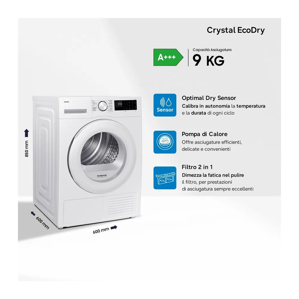 Samsung Asciugatrice Crystal EcoDry DV90DG52A0TE — 2
