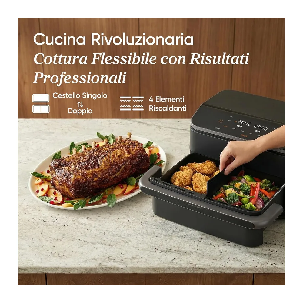Cosori Twinfry Friggitrice ad Aria 10 Litri Doppio Cestello 5L+5L Con WIFI — 2
