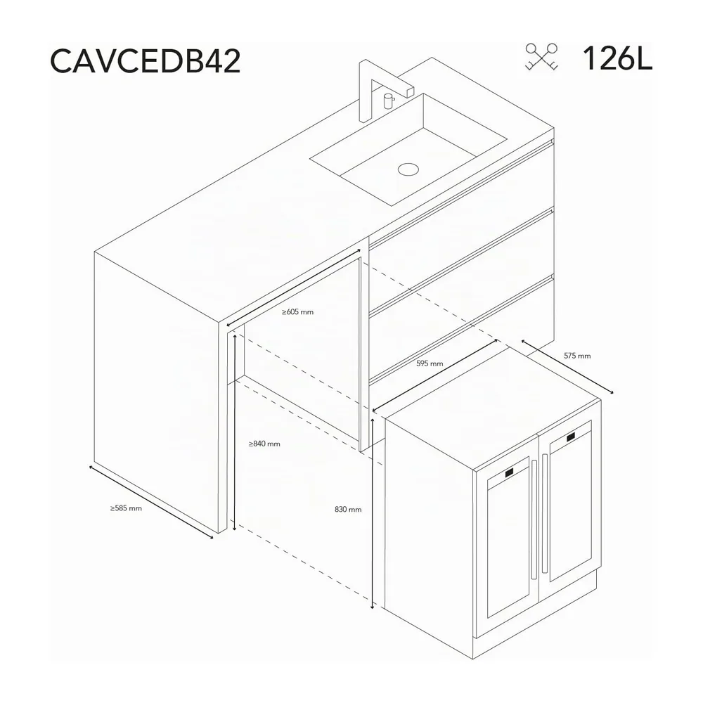 LES PETITS CHAMPS Cantinetta per vino CAVCEDB42 da incasso dual zone — 5