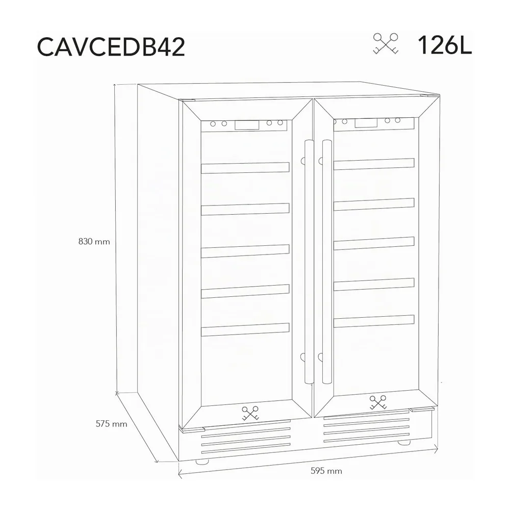LES PETITS CHAMPS Cantinetta per vino CAVCEDB42 da incasso dual zone — 6