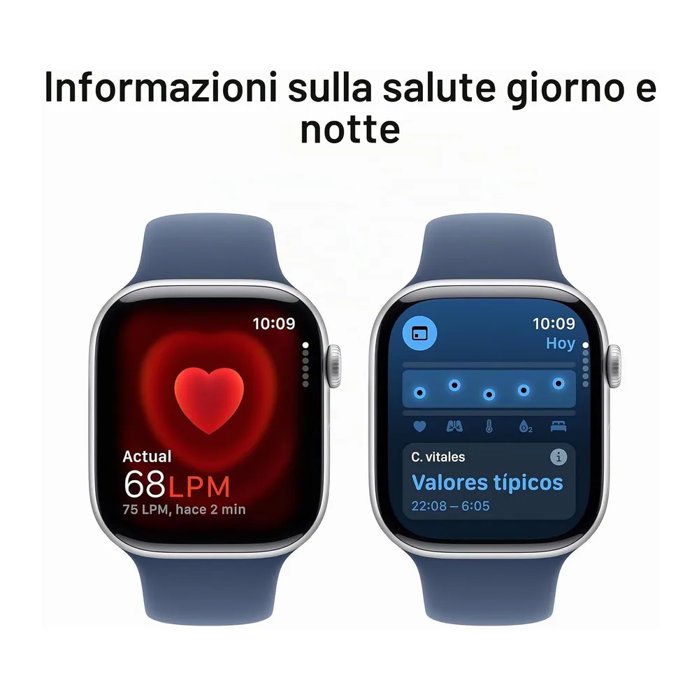 Apple Watch Series 10 [GPS + Cellulare, 46mm] - Case Argento in Alluminio con Cinturino Sport Denim, S/M — 5