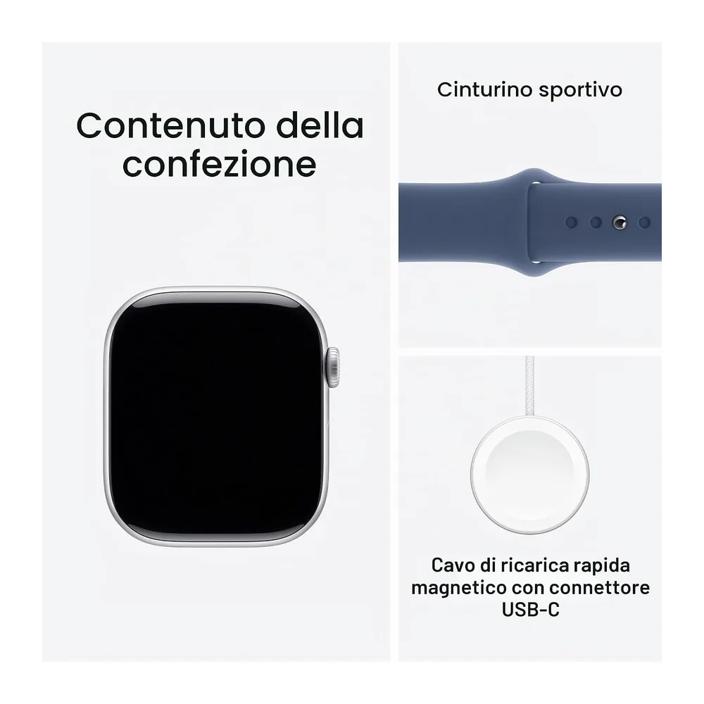 Apple Watch Series 10 [GPS + Cellulare, 46mm] - Case Argento in Alluminio con Cinturino Sport Denim, S/M — 6