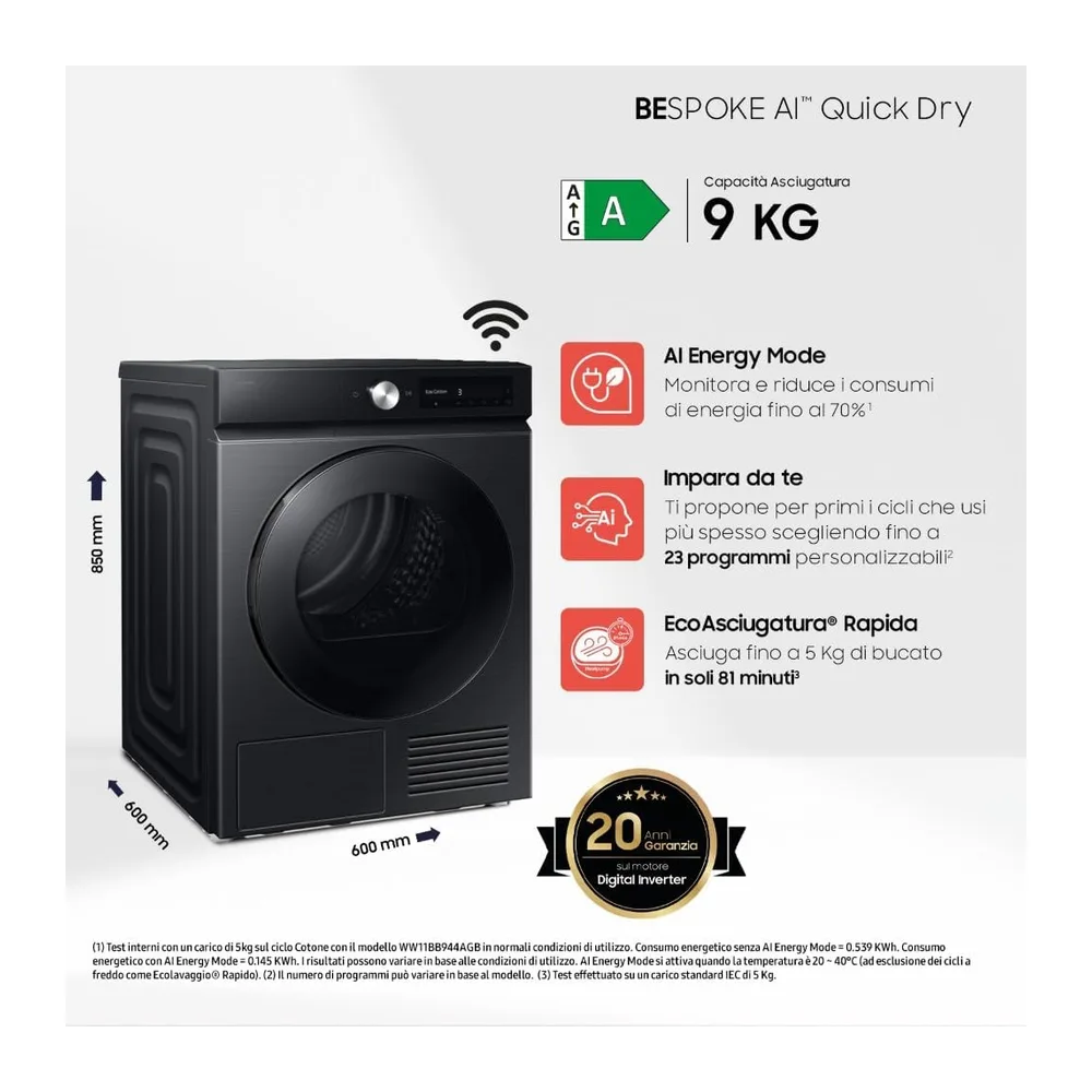 Samsung Asciugatrice Bespoke AI DV90DB7845GB/U3 — 2
