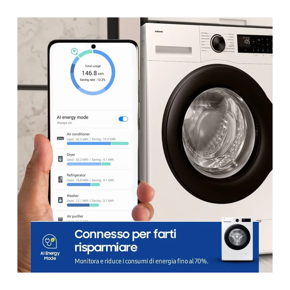 Samsung Lavatrice Slim Crystal Clean WW90DG5G34AEET Libera installazione — 3