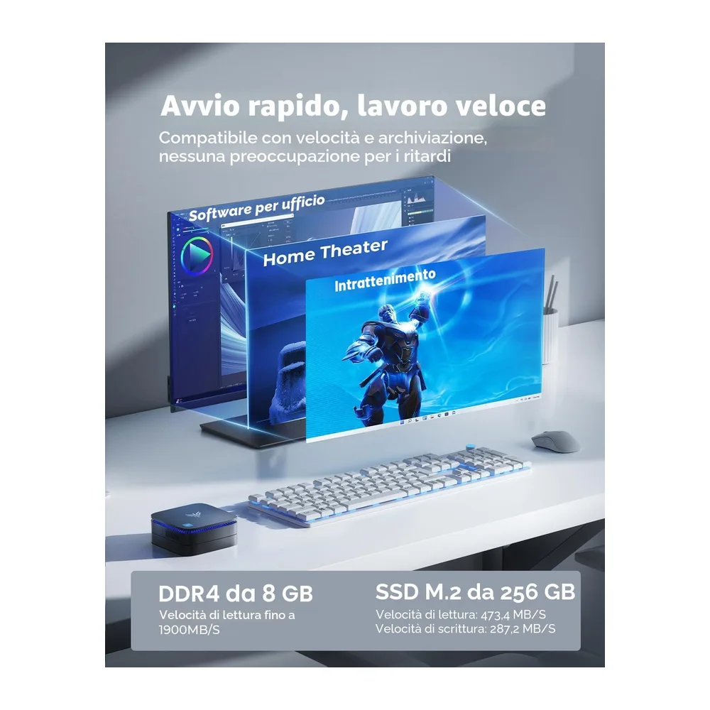 NiPoGi Mini PC, Ιntel Alder Lake-Ν95 (Βeat N5095, fino a 3.4GHz),8GB RAM+256GB M.2 Mini Computer, supporto — 4