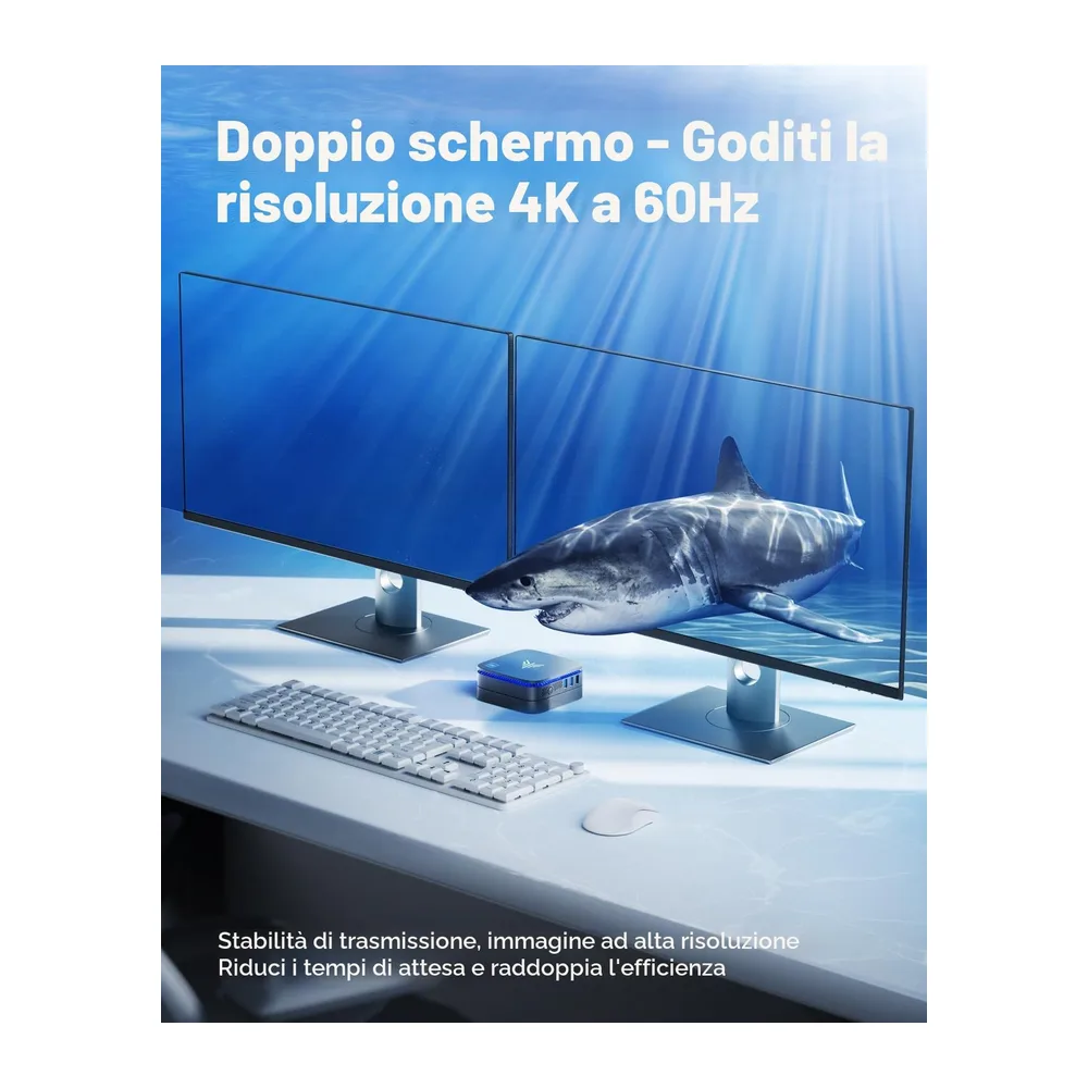 NiPoGi Mini PC, Ιntel Alder Lake-Ν95 (Βeat N5095, fino a 3.4GHz),8GB RAM+256GB M.2 Mini Computer, supporto — 5