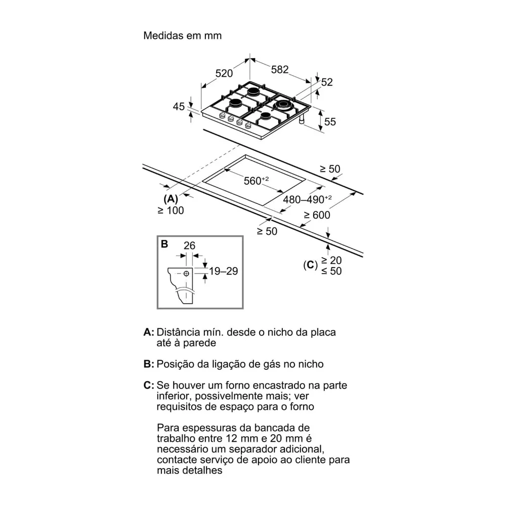 Bosch PGH6B5K90 Serie 4 Piano cottura a gas 60 cm 4 bruciatori Acciaio inox — 4