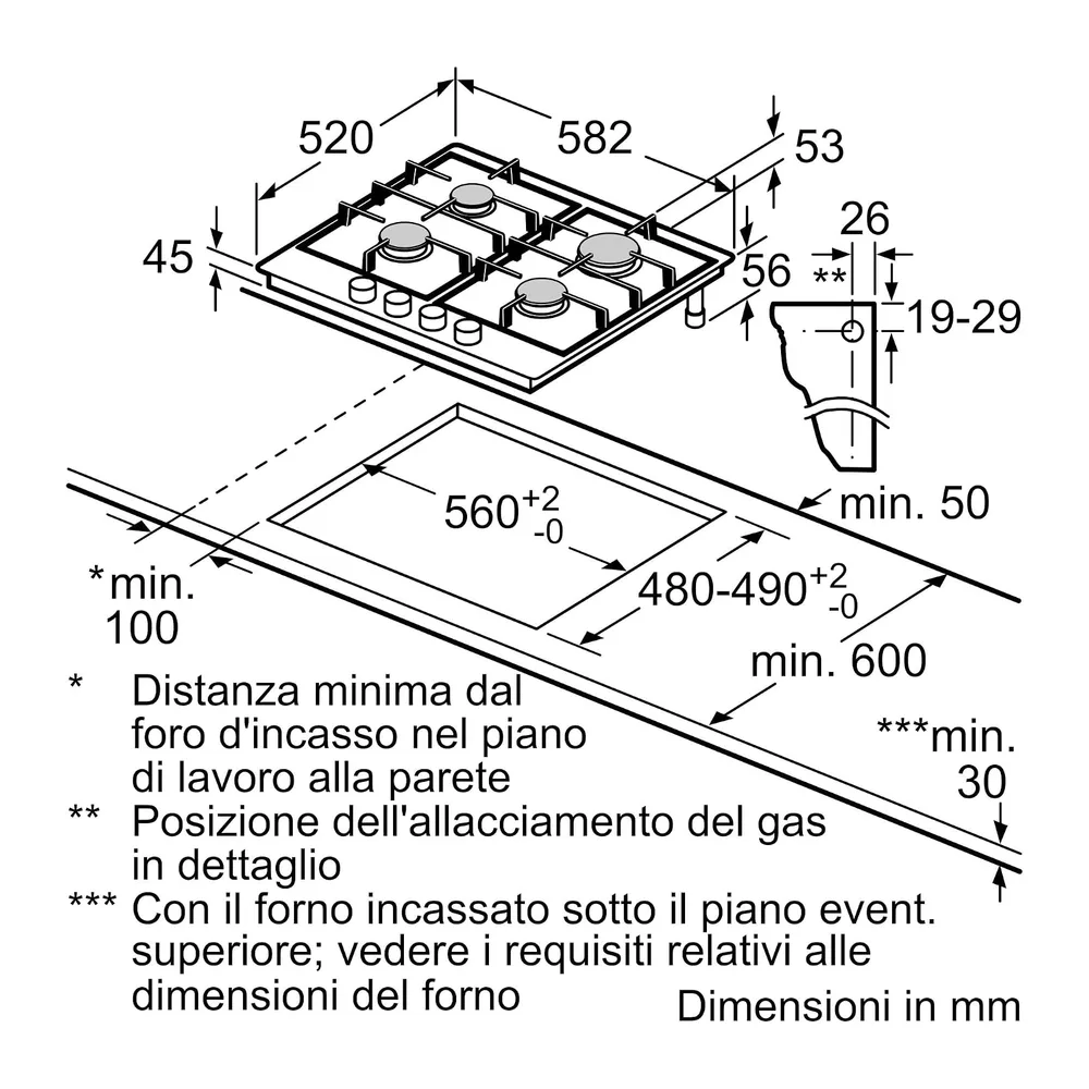 Bosch PGP6B5K60 Serie 4 Piano cottura a gas 60 cm 4 bruciatori Acciaio inox — 3