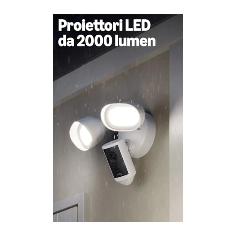 Ring Floodlight Camera 4K Pro, videocamera con proiettori (ultimo modello), Videocamera di sicurezza esterna, — 4