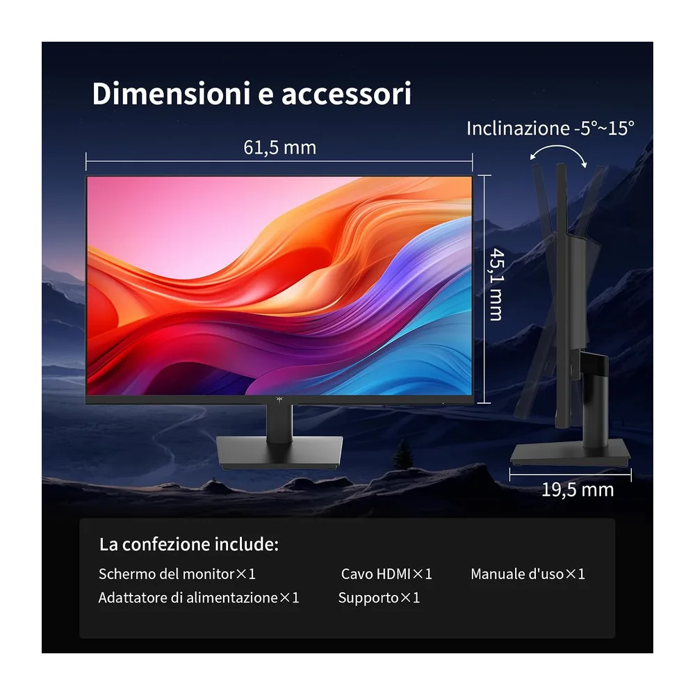 KTC Monitor 27 Pollici QHD 2K 2560×1440, 100Hz (OC 120Hz), Pannello IPS, HDR10, Adaptive Sync, 126% sRGB, 96% — 6