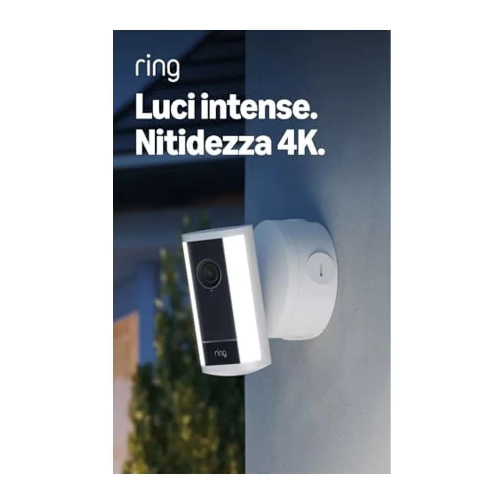 Ring Spotlight Camera 4K Pro, videocamera con faretti (ultimo modello), Power over Ethernet, Videocamera di