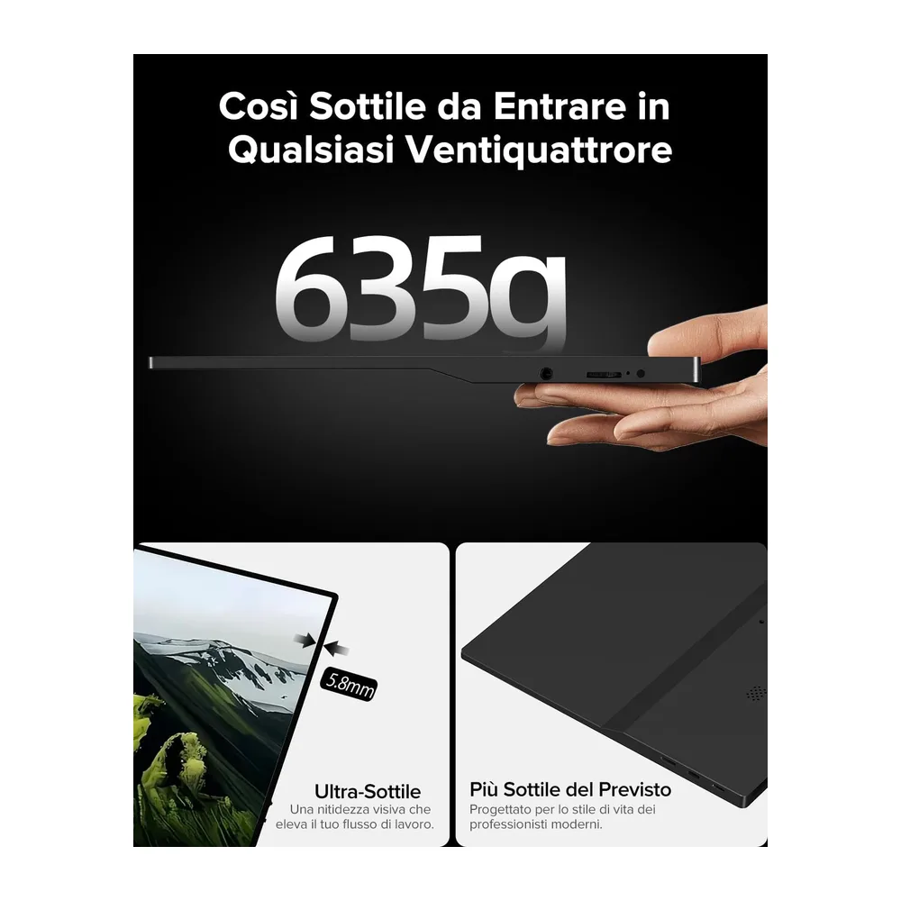 UPERFECT Monitor Portatile Touchscreen 15.6" 125% sRGB Opaco HDR 2000:1 [Classe di efficienza energetica A] — 4