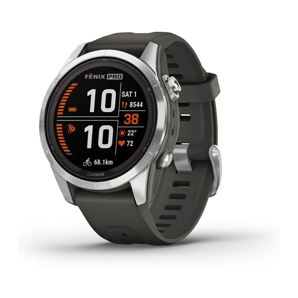 Garmin fēnix 7S Pro Solar, Smartwatch, Ricarica solare, 42mm, Torcia LED, Touchscreen 1,2", +30 Sport, GNSS