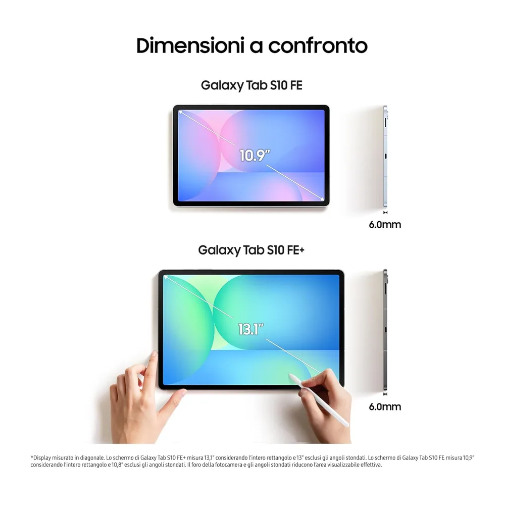 Samsung Galaxy Tab S10 FE, 3 anni di garanzia, Android Tablet, Display 10.9" LCD, Wifi, RAM 8GB, 128GB, 8.000 — 6