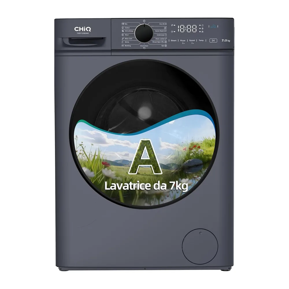 CHiQ 7kg Lavatrice con Classe A & Slim Grigio (CW07123863AX) [Classe di efficienza energetica A]