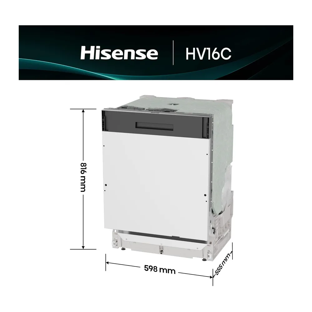 Hisense HV16C - Lavastoviglie Classe C, 16 coperti, terzo cesto, 43db, 6 programmi, partenza ritardata, total — 3
