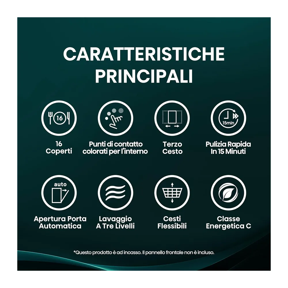Hisense HV16C - Lavastoviglie Classe C, 16 coperti, terzo cesto, 43db, 6 programmi, partenza ritardata, total — 5