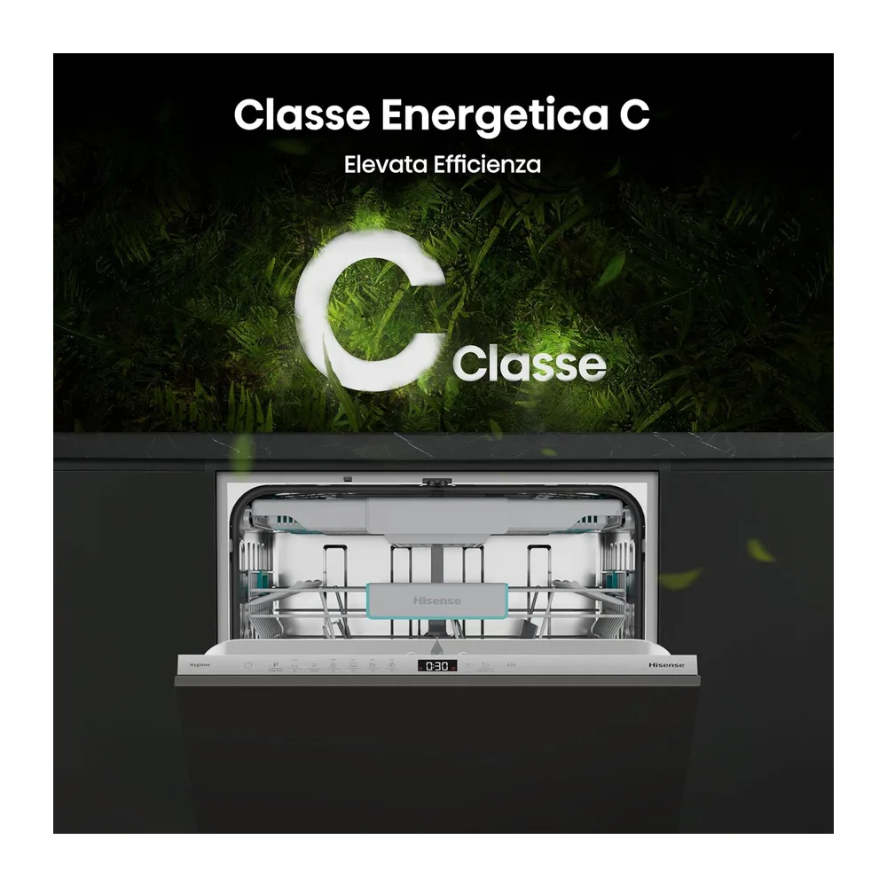 Hisense HV16C - Lavastoviglie Classe C, 16 coperti, terzo cesto, 43db, 6 programmi, partenza ritardata, total — 6
