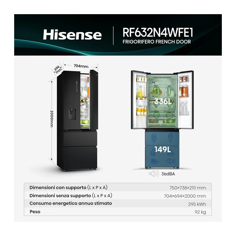 Hisense RF632N4WFE1 Frigorifero French Door — 2