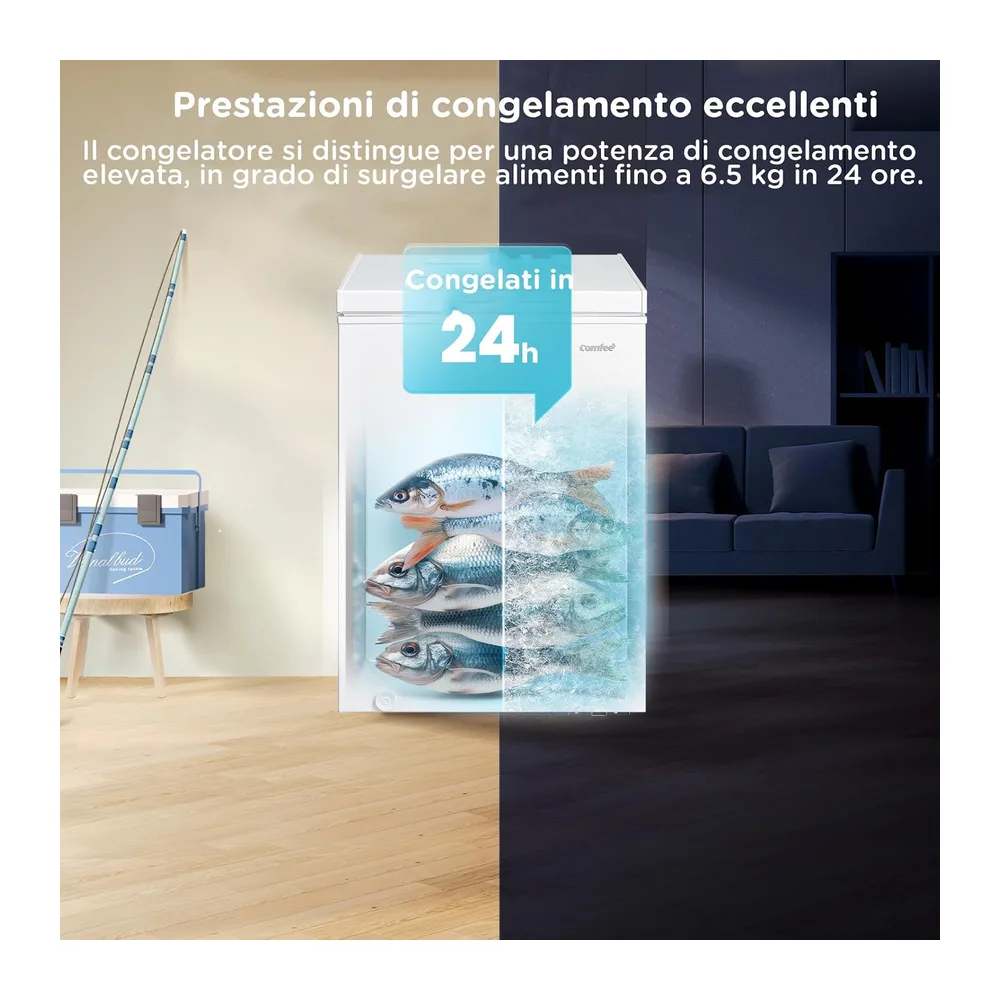 COMFEE' Congelatore a Pozzetto 143L Convertibile Congelatore/Frigorifero [Classe di efficienza energetica E] — 5