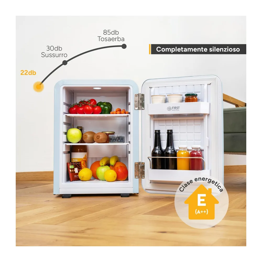 TZS First Austria - Mini Frigorifero Retrò 40L silenzioso - Piccolo Minifrigo design vintage con luce interna — 3