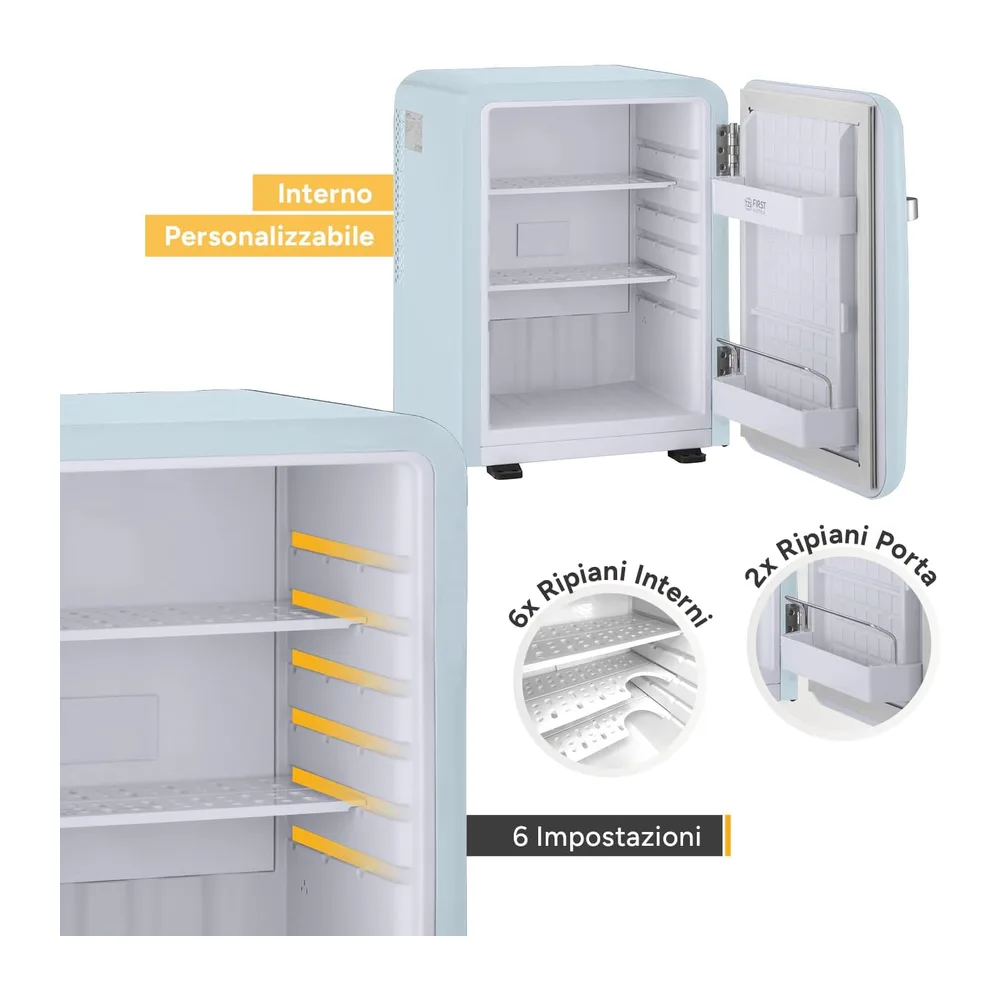 TZS First Austria - Mini Frigorifero Retrò 40L silenzioso - Piccolo Minifrigo design vintage con luce interna — 4